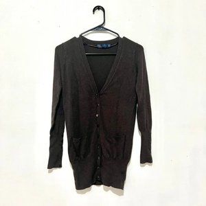Brown ZARA Long Sleeve Buttoned Cardigan